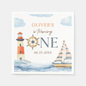 リトルセーラー航海のブルーパステル1st誕生日 スタンダードカクテルナプキン (正面)