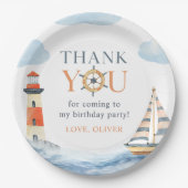 リトルセーラー航海のブルーパステル1st誕生日 ペーパープレート (正面)