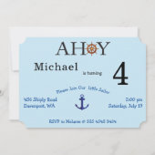 リトルセーラー航海のボーイズ誕生日 招待状 (裏面)