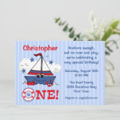 リトルセールボート 1歳の誕生日 招待状 (スタンド正面)