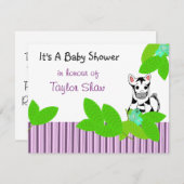 リトルゼブラベビーシャワー招待状 招待状 (正面/裏面)