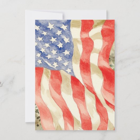 リトルソルジャーアーミーアメリカン国旗の赤ちゃんシャワー 招待状 (裏面)