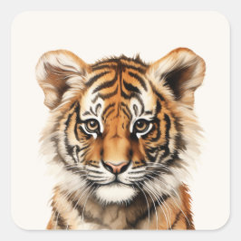 リトルタイガーの水色ポートレート スクエアシール