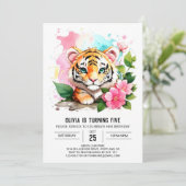 リトルタイガー編集可能誕生日招待状 招待状 (スタンド正面)