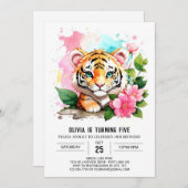 リトルタイガー編集可能誕生日招待状 招待状 (正面/裏面)