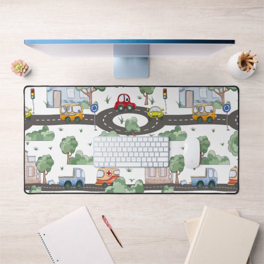 リトルタウン&カーパターカラフルンキッズ デスクマット (オフィス1)