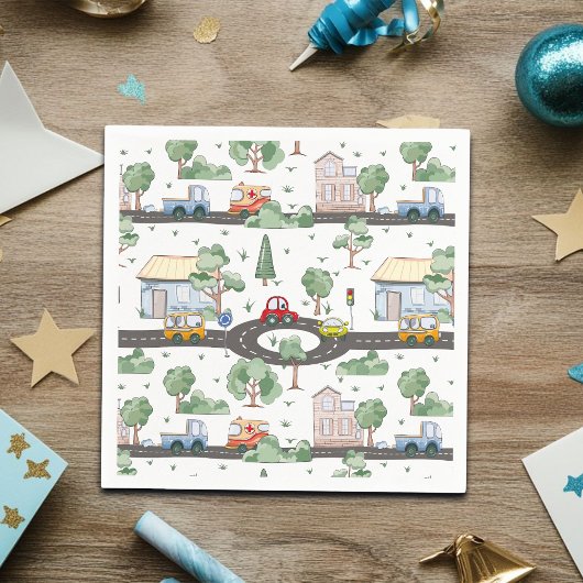 リトルタウン&カーパターカラフルン スタンダードカクテルナプキン