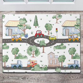 リトルタウン&カーパターカラフルン ドアマット