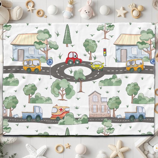 リトルタウン&カーパターカラフルン フリースブランケット