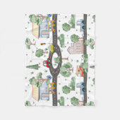 リトルタウン&カーパターカラフルン フリースブランケット (正面)