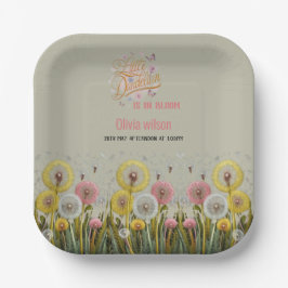 リトルタンデリアは開花の赤ちゃんシャワー中 ペーパープレート