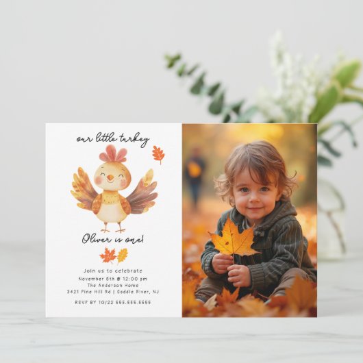 リトルターキーフォト誕生日招待状 招待状 (スタンド正面)