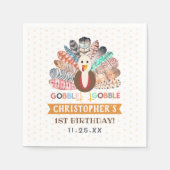 リトルターキー感謝祭あらゆる年齢の誕生日パーティー スタンダードカクテルナプキン (正面)