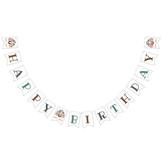 リトルターキー感謝祭あらゆる年齢の誕生日パーティー バンティングフラッグ (全)