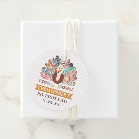 リトルターキー感謝祭あらゆる年齢の誕生日パーティー フェイバータグ (インサイチュ)