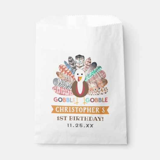 リトルターキー感謝祭あらゆる年齢の誕生日パーティー フェイバーバッグ (正面)