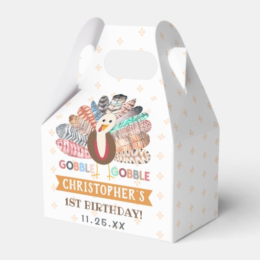 リトルターキー感謝祭あらゆる年齢の誕生日パーティー フェイバーボックス (正面サイド)