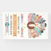 リトルターキー感謝祭あらゆる年齢の誕生日パーティー 横断幕 (横)