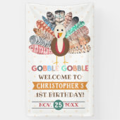リトルターキー感謝祭あらゆる年齢の誕生日パーティー 横断幕 (縦)