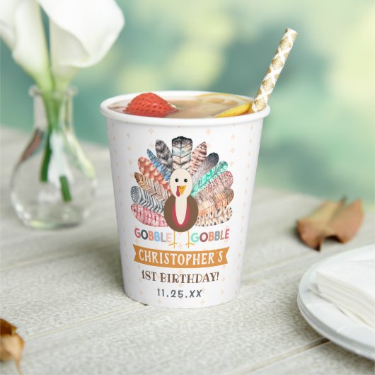 リトルターキー感謝祭あらゆる年齢の誕生日パーティー 紙コップ (インサイチュ)