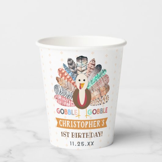 リトルターキー感謝祭あらゆる年齢の誕生日パーティー 紙コップ (裏面)