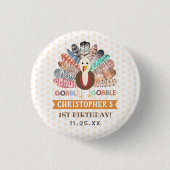 リトルターキー感謝祭あらゆる年齢の誕生日パーティー 缶バッジ (正面)