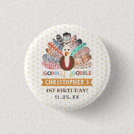 リトルターキー感謝祭あらゆる年齢の誕生日パーティー 缶バッジ