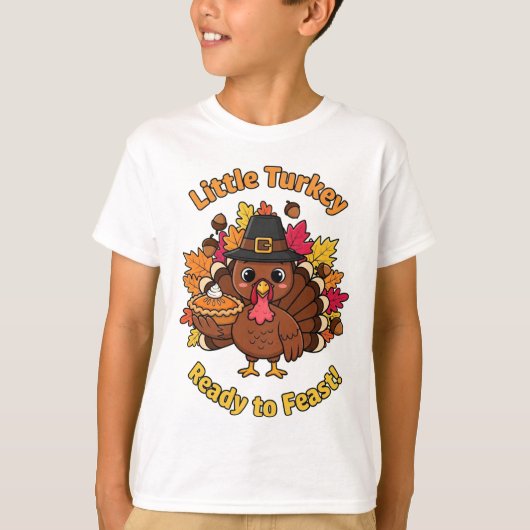 リトルターキー キッズ サンクスギビングTシャツ - かわいい車 Tシャツ (正面)