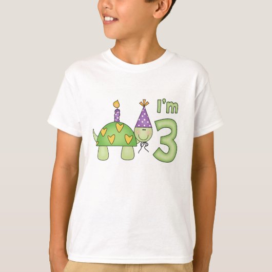 リトルタートル3歳の誕生日 Tシャツ (正面)