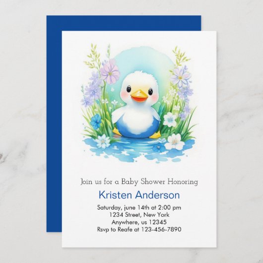 リトルダックボーイ赤ちゃんシャワー 招待状 (正面/裏面)