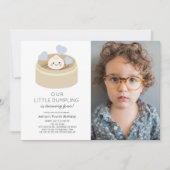 リトルダンピングブルーボーイ誕生日写真 招待状 (正面)