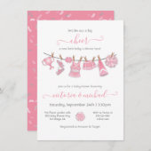 リトルチアリーダー赤ちゃんシャワー物干し 招待状 (正面/裏面)