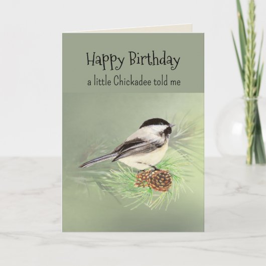 リトルチカディーの鳥のような性格 楽しい誕生日 カード (正面)