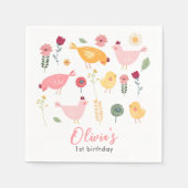 リトルチックガールファームイースターチキン誕生日 スタンダードカクテルナプキン (正面)