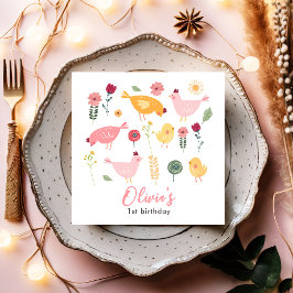 リトルチックガールファームイースターチキン誕生日 スタンダードカクテルナプキン