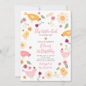 リトルチックガールファームイースターチキン誕生日 招待状 (正面)