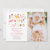 リトルチックガールファームイースターチキン誕生日 招待状 (正面)