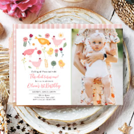 リトルチックガールファームイースターチキン誕生日 招待状