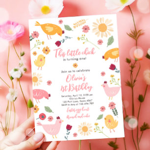 リトルチックガールファームイースターチキン誕生日 招待状