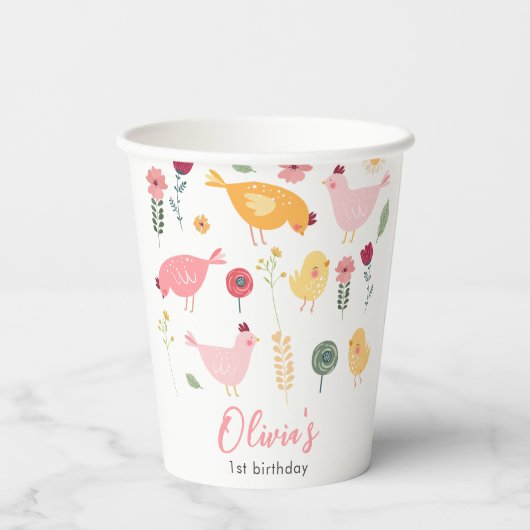 リトルチックガールファームイースターチキン誕生日 紙コップ (裏面)