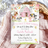 リトルチックファームガール納屋周囲の庭フローラベビーシャワー 招待状