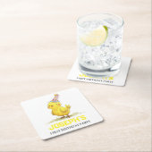 リトルチックファーム誕生日チキン スクエアペーパーコースター (インサイチュ)