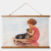 リトルチャイルドビューティフルヴィンテージイラストレーション 吊り下げ型タペストリー (正面)