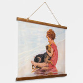 リトルチャイルドビューティフルヴィンテージイラストレーション 吊り下げ型タペストリー (傾斜あり)