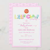 リトルチャンプは彼女の方法で水の色ベビーシャワー 招待状 (正面/裏面)