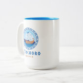 リトルチョロギリシャ船デザイン ツートーンマグカップ (正面左)
