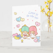 リトルツインスターズ ラブ イズ イン ザ エア バレンタインTシャツ カード (黄色い花)