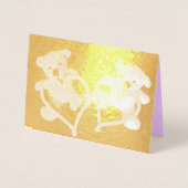 リトルテディベアとハート金ゴールドバレンタイン 箔カード (正面)