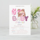 リトルテディベアバルーン赤ちゃんシャワー招待状 招待状 (スタンド正面)