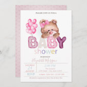 リトルテディベアバルーン赤ちゃんシャワー招待状 招待状 (正面/裏面)